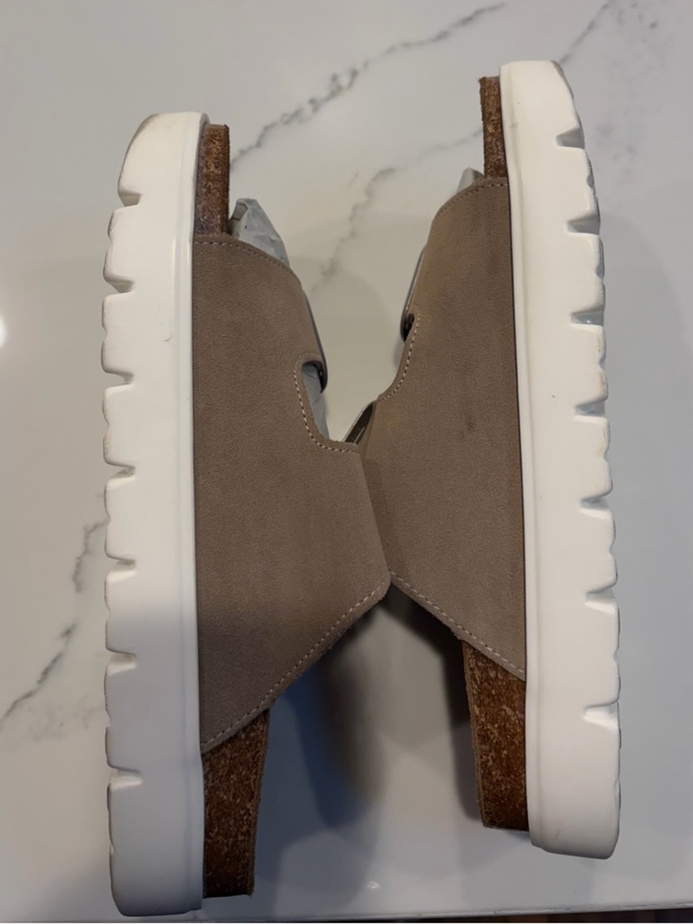 Women’s Taupe Double-Buckle Suede Clog Sandals - Picture 3 of 4